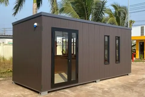 Container văn phòng bán hàng dự án bất động sản đẹp, ốp kính cường lực