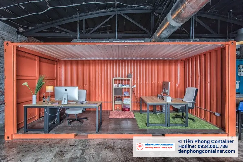 Nội thất container sàn gỗ sang trọng, cách nhiệt cho văn phòng bán hàng