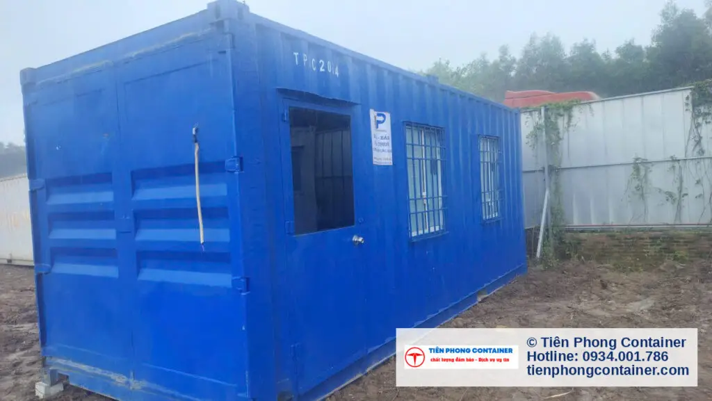 Container văn phòng 20ft sơn xanh dương sau khi hoán cải tại Thủ Dầu Một